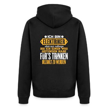 ELEKTRIKER - Unisex Premium Bio Zip Hoodie - Schwarz - Hinten - Nico (187cm)