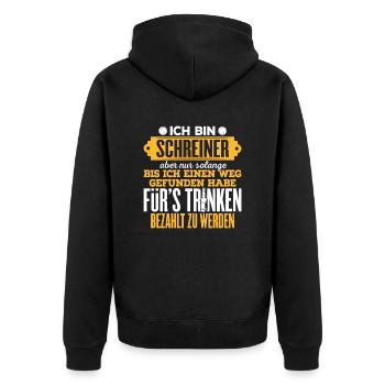 SCHREINER - Unisex Premium Bio Zip Hoodie - Schwarz - Hinten - Nico (187cm)