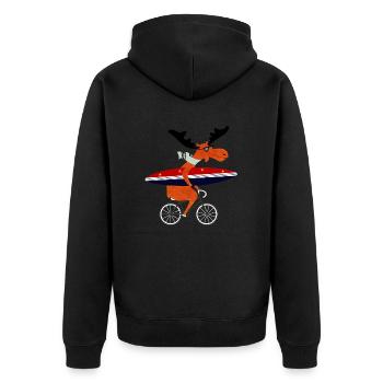 elch surfing - Unisex Premium Bio Zip Hoodie - Schwarz - Hinten - Nico (187cm)