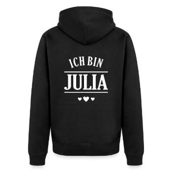 Ich bin Julia - Unisex Premium Bio Zip Hoodie - Schwarz - Hinten - Nico (187cm)