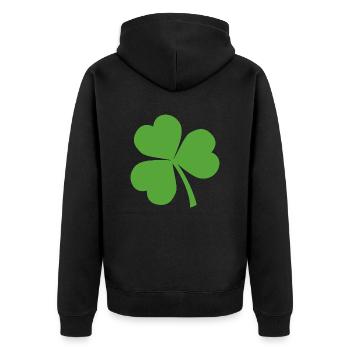 Kleeblatt - Unisex Premium Bio Zip Hoodie - Schwarz - Hinten - Nico (187cm)