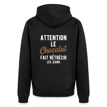 Le chocolat humour - Veste à capuche bio Premium Unisexe - noir - Dos - Nico (187cm)