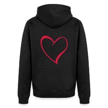 Heart - Unisex Premium Bio Zip Hoodie - Schwarz - Hinten - Nico (187cm)