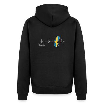 Schweden Sverige Herzschlag Heartbeat - Unisex Premium Bio Zip Hoodie - Schwarz - Hinten - Nico (187cm)