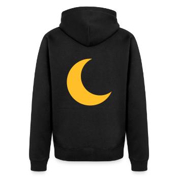 Mond - Unisex Premium Bio Zip Hoodie - Schwarz - Hinten - Nico (187cm)