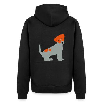 Jack Russel Terrier Vektor sitzt - Unisex Premium Bio Zip Hoodie - Schwarz - Hinten - Nico (187cm)