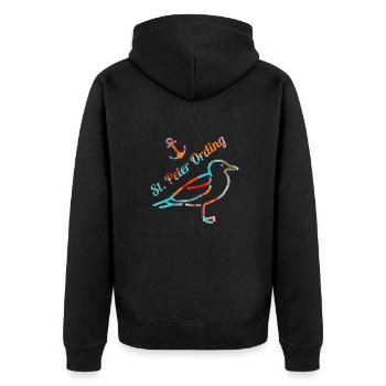 St. Peter Ording - Unisex Premium Bio Zip Hoodie - Schwarz - Hinten - Nico (187cm)
