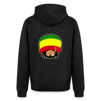 2 Rastaman - Unisex Premium Bio Zip Hoodie - Schwarz - Hinten - Nico (187cm)