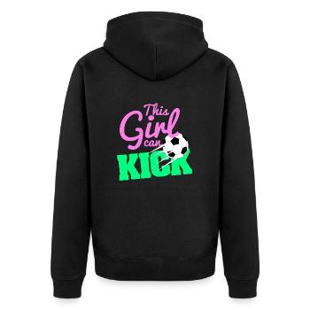 Soccer football féminin kick fille girlpower - Veste à capuche bio Premium Unisexe - noir - Dos - Nico (187cm)