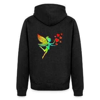 Fee Elfe Herzen Valentinstag Geschenkidee Liebe - Unisex Premium Bio Zip Hoodie - Schwarz - Hinten - Nico (187cm)