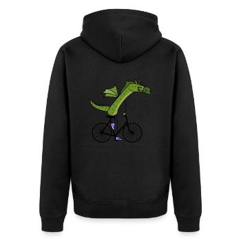 sportlicher Drache - Unisex Premium Bio Zip Hoodie - Schwarz - Hinten - Nico (187cm)