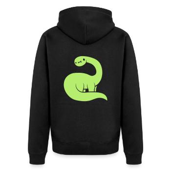 Gruener Langhals Dinosaurier - Unisex Premium Bio Zip Hoodie - Schwarz - Hinten - Nico (187cm)