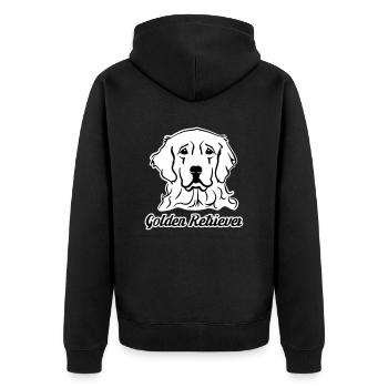Golden Retriever - Unisex Premium Organic Zip Hoodie - black - Back - Nico (187cm)