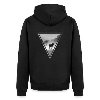 PFERDE S/W - Unisex Premium Bio Zip Hoodie - Schwarz - Hinten - Nico (187cm)