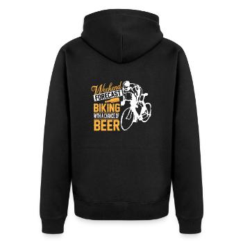 Weekend forecast biking with a chance of beer - Unisex Premium Organic Zip Hoodie - black - Back - Nico (187cm)