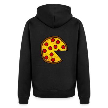 Pizza Vater Sohn Papa Tochter Partnerlook Teil 1 - Unisex Premium Bio Zip Hoodie - Schwarz - Hinten - Nico (187cm)