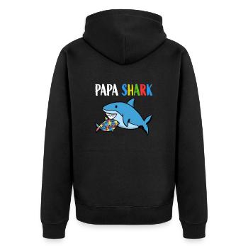Papa Shark Autism - Unisex Premium Organic Zip Hoodie - black - Back - Nico (187cm)