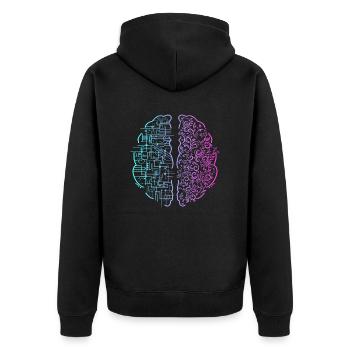 Left Brain Right Brain - Unisex Premium Organic Zip Hoodie - black - Back - Nico (187cm)