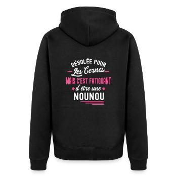 c'est fatiguant d'être une nounou /humour nourrice - Veste à capuche bio Premium Unisexe - noir - Dos - Nico (187cm)