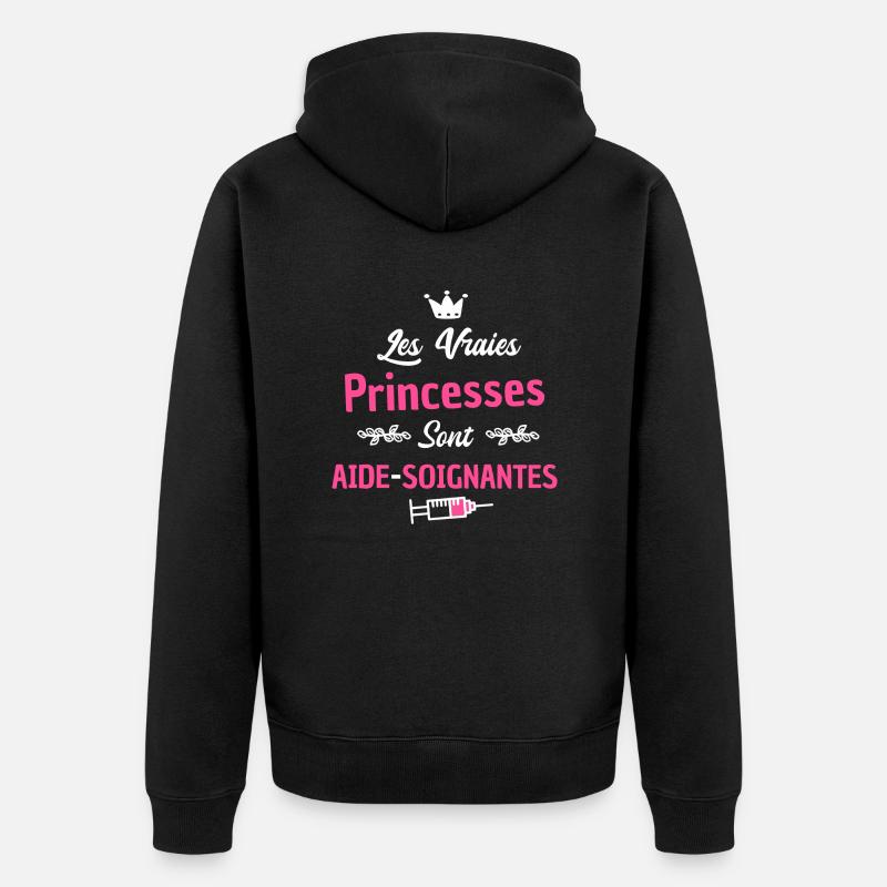 les vraies princesses sont aide-soignantes - Veste à capuche bio Premium Unisexe - noir