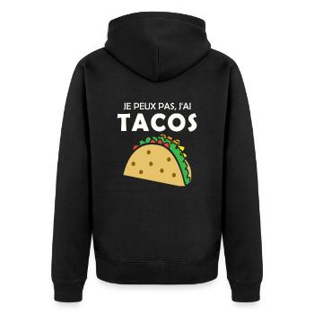 je peux pas j'ai tacos - Veste à capuche bio Premium Unisexe - noir - Dos - Nico (187cm)