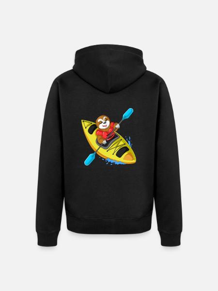 sloth kayak - Unisex Premium Organic Zip Hoodie - black