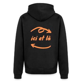 Ici et là flèches Direction Chemin (Orange) - Veste à capuche bio Premium Unisexe - noir - Dos - Nico (187cm)