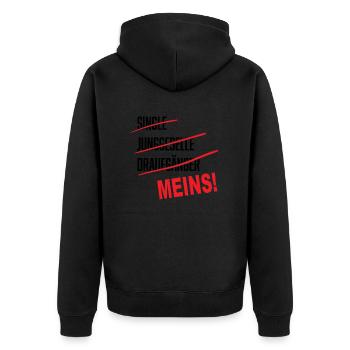 Beziehung - Unisex Premium Bio Zip Hoodie - Schwarz - Hinten - Nico (187cm)