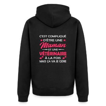 maman et vétérinaire - Veste à capuche bio Premium Unisexe - noir - Dos - Nico (187cm)
