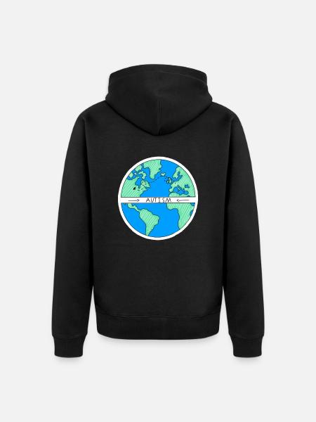 Autism, earth/travel - Unisex Premium Bio Zip Hoodie - Schwarz