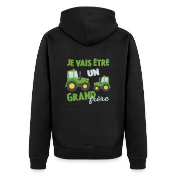 Tracteur Garçons Je Vais Être Un Grand Frère - Veste à capuche bio Premium Unisexe - noir - Dos - Nico (187cm)