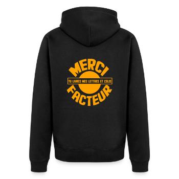 merci facteur tu livres mes lettres et colis - Veste à capuche bio Premium Unisexe - noir - Dos - Nico (187cm)