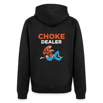 Choke Dealer Jiu Jitsu BJJ MMA Jujitsu - Unisex Premium Organic Zip Hoodie - black - Back - Nico (187cm)