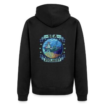 Sea Zoologist Scientist Marine Biology - Unisex Premium Bio Zip Hoodie - Schwarz - Hinten - Nico (187cm)