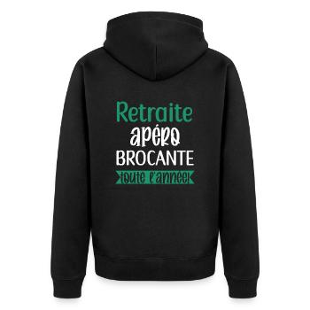 Retraite apéro brocante toute l'année - Veste à capuche bio Premium Unisexe - noir - Dos - Nico (187cm)