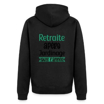 Retraite apéro jardinage cadeau jardin jardinier - Veste à capuche bio Premium Unisexe - noir - Dos - Nico (187cm)
