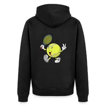 Tennis Cartoon Mascot - Unisex Premium Organic Zip Hoodie - black - Back - Nico (187cm)