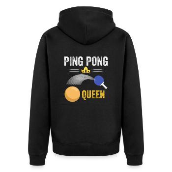 queen of ping-pong - ping pong queen - Unisex Premium Organic Zip Hoodie - black - Back - Nico (187cm)