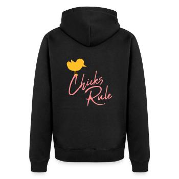 Chicks Rule cute little bird - Unisex Premium Organic Zip Hoodie - black - Back - Nico (187cm)