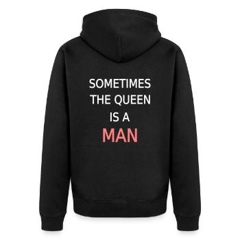 Queen Man King Funny Cool Love Kings - Unisex Premium Organic Zip Hoodie - black - Back - Nico (187cm)