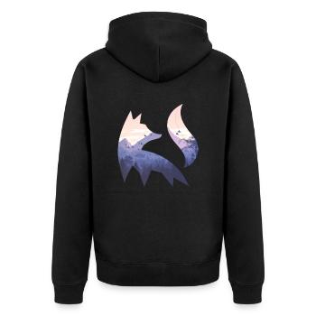 Fuchs Silhouette Wald Natur Tier Rotfuchs Waldtier - Unisex Premium Bio Zip Hoodie - Schwarz - Hinten - Nico (187cm)