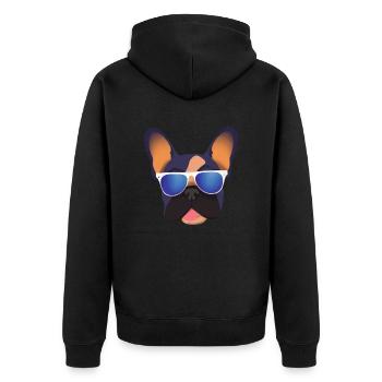 Français Bulldog avec lunettes de soleil Chien - Veste à capuche bio Premium Unisexe - noir - Dos - Nico (187cm)