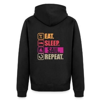 Eat Sleep Sail Repeat - Unisex Premium Organic Zip Hoodie - black - Back - Nico (187cm)