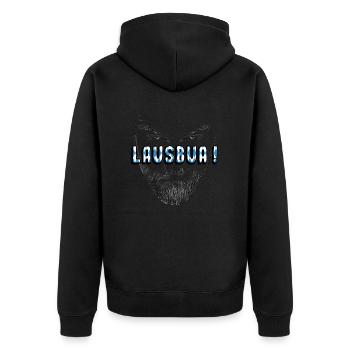 Lausbua bayrisch dialekt - Unisex Premium Bio Zip Hoodie - Schwarz - Hinten - Nico (187cm)