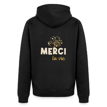 Merci la vie, arbre de vie - Veste à capuche bio Premium Unisexe - noir - Dos - Nico (187cm)