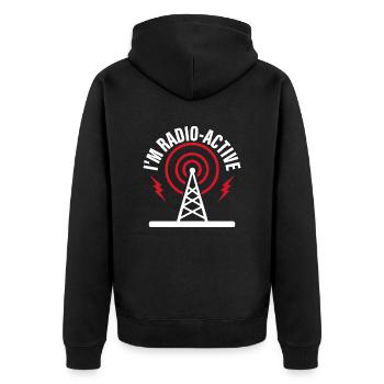 I'm Radio-Active Amateur Radio Operator - Unisex Premium Bio Zip Hoodie - Schwarz - Hinten - Nico (187cm)