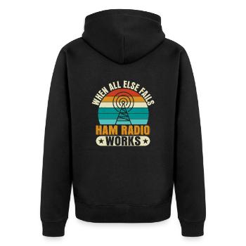 When All Else Fails Ham Radio Works Amateur Radio - Unisex Premium Bio Zip Hoodie - Schwarz - Hinten - Nico (187cm)