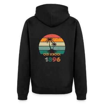 Old School Beach - Unisex Premium Bio Zip Hoodie - Schwarz - Hinten - Nico (187cm)