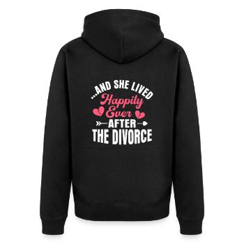 ... And She Lived Happily Ever After The Divorce Ex - Unisex Premium Organic Zip Hoodie - black - Back - Nico (187cm)