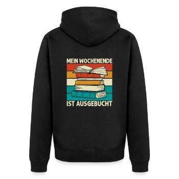 Mein Wochenende ist ausgebucht Buch Lesen - Unisex Premium Bio Zip Hoodie - Schwarz - Hinten - Nico (187cm)
